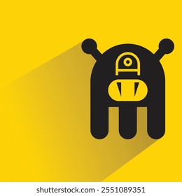 cute monster character with drop shadow on yellow background