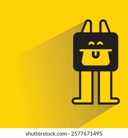 cute monster character with drop shadow on yellow background