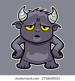 Personaje monstruo lindo sintiéndose cansado y aburrido, Ilustración vectorial