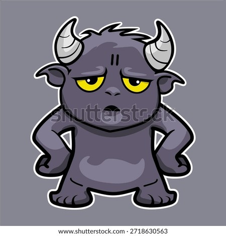 Cute monster character feeling tired and bored, vector illustration