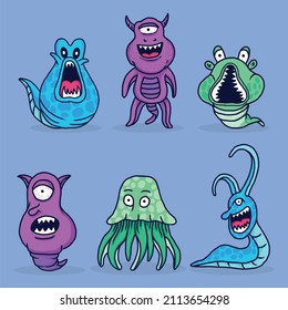 Cute monster character hand drawn illustration