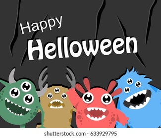 Cute monster character in helloween vector