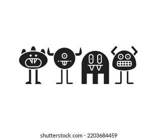 cute monster character icons set