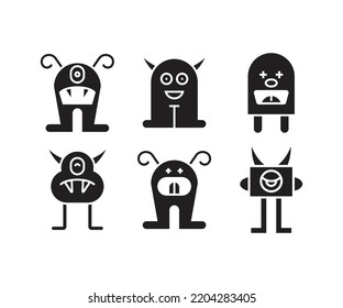 cute monster character icons set