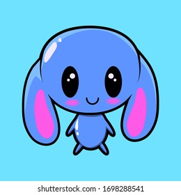 Cute monster character  kawaii character   Blue bunny monster 