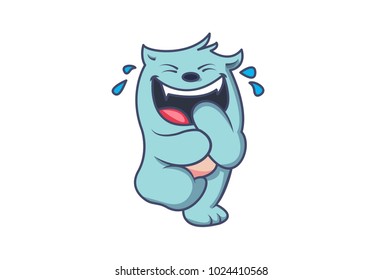 Cute Monster Character Laughing. Vector illustration. Isolated on White background.