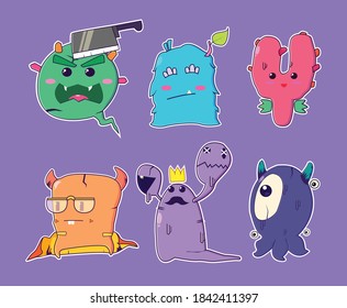 Diseño de vectores de mascota de personaje de monstruo