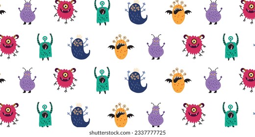 cute monster character pattern background