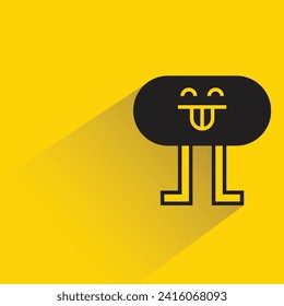 personaje monstruo adorable con sombra sobre fondo amarillo