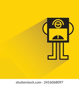 cute monster character with shadow on yellow background