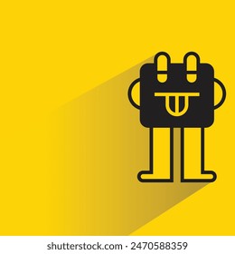 lindo personaje monstruo con sombra sobre fondo amarillo