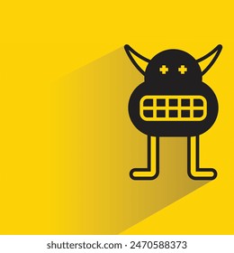 lindo personaje monstruo con sombra sobre fondo amarillo