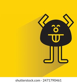lindo personaje monstruo con sombra sobre fondo amarillo