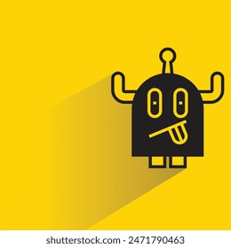 cute monster character with shadow on yellow background