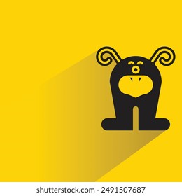 lindo personaje monstruo con sombra sobre fondo amarillo