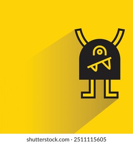 personagem monstro bonito com sombra no fundo amarelo