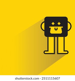 cute monster character with shadow on yellow background