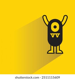 personagem monstro bonito com sombra no fundo amarelo
