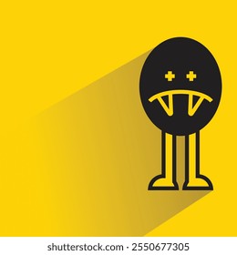 personagem monstro bonito com sombra no fundo amarelo