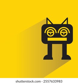 cute monster character with shadow on yellow background