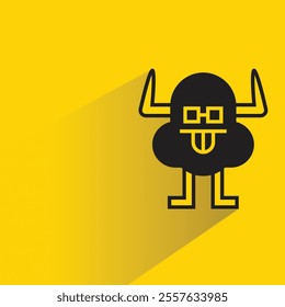 cute monster character with shadow on yellow background