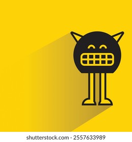 cute monster character with shadow on yellow background