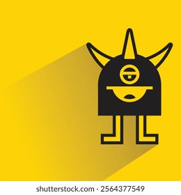 cute monster character with shadow on yellow background