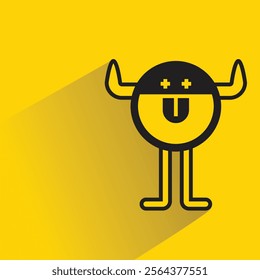 cute monster character with shadow on yellow background