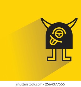 cute monster character with shadow on yellow background