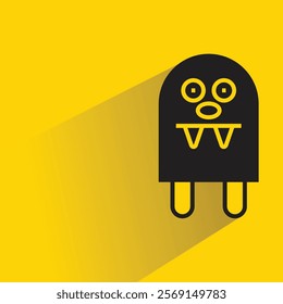 cute monster character with shadow on yellow background