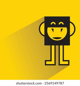 cute monster character with shadow on yellow background