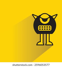 cute monster character with shadow on yellow background