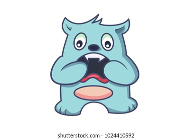 Cute Monster Character Shocked. Vector illustration. Isolated on White background.