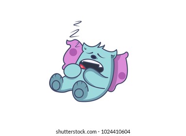 Cute Monster Character Sleeping. Vector illustration. Isolated on White background.