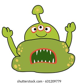 Cute monster character that standing happily