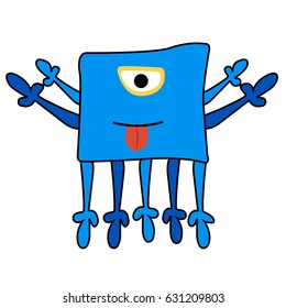 Cute monster character that standing happily
