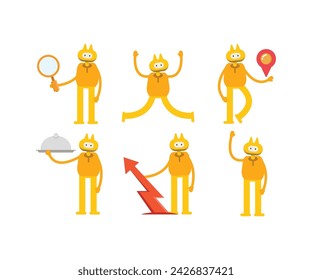 cute monster character in various poses vector illustration