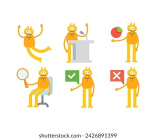 cute monster character in various poses vector illustration