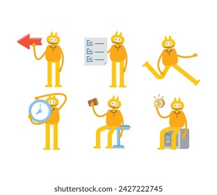 cute monster character in various poses vector illustration