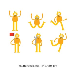 cute monster character in various poses vector illustration