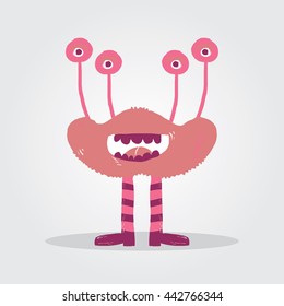 Cute Monster Character Vector Icon