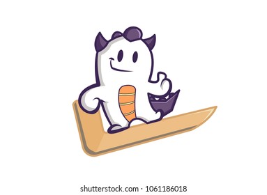 Cute Monster Character. Vector Illustration. Isolated on white background.