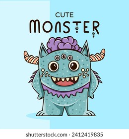 Cute monster character vector illustration