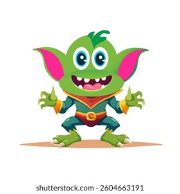 Cute Monster Character Vector Illustration as Toothy and Furry Mutant with Friendly Face Vector