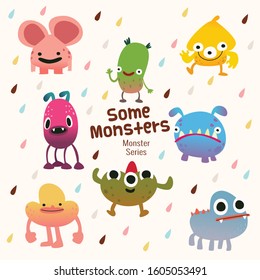 cute monster characters collection with funny expression for kids