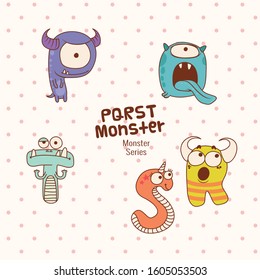 cute monster characters collection with funny expression for kids