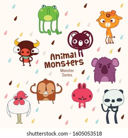 cute monster characters collection with funny expression for kids