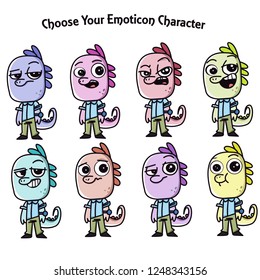 cute monster characters with different faces and emotions