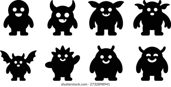 Cute monster characters in various poses and expressions