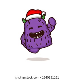 Cute monster with Christmas costume